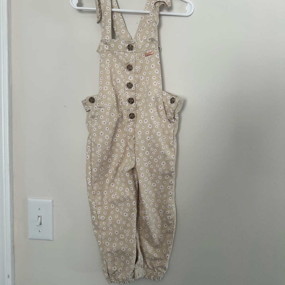 NWOT TAHARI Beige Floral Overalls